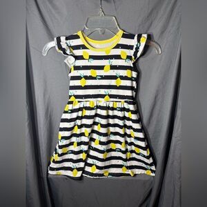 Girls' Yellow Lemon Stripe Ruffle Sleeve Dress EPC